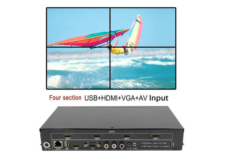 LINK-MI TV04 2x2 Video Wall Controller USB+HDMI+VGA+AV TV HDMI With Fully-digital Processing Channel