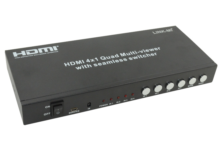 LINK-MI LM-S41-50 HDMI Switcher 4 Input 1 SPDIF Coax Output,50m RJ45 Quad Screen Multiviewer