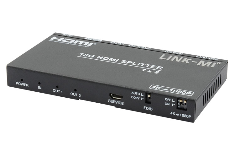 LINK-MI LM-SC102-AUDIO 1x2 HDMI 2.0 Splitter with Scaler/Audio Extract