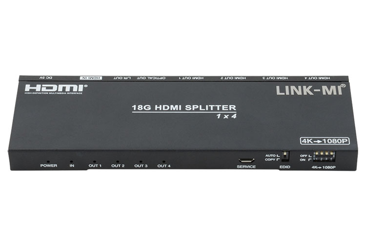 LINK-MI LM-SC104-AUDIO 1x4 HDMI 2.0 Splitter with Scaler/Audio Extract