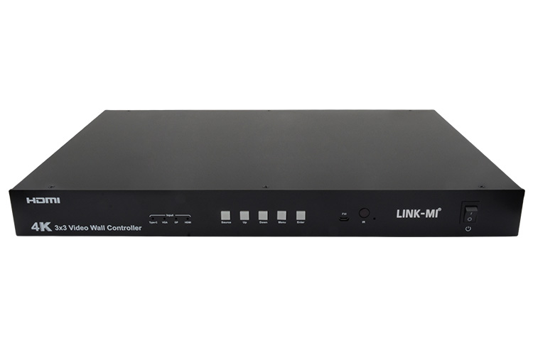 LINK-MI LM-VW03 HDMI 3X3 4K Video Wall Controller with USB TYPE-C /VGA/ DP/ HDMI Inputs