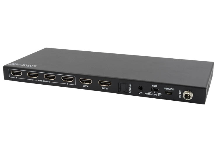 LINK-MI LM-MX42-AUDIO 4x2 HDMI 2.0 Matrix Switcher with Audio Extract/Scale/ARC/EDID
