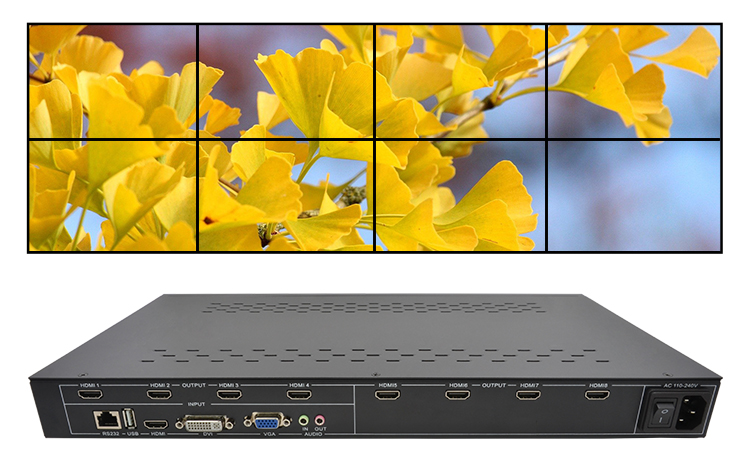 LINK-MI LM-TV08M 2x4 Video Wall Controller with Zoom Function, 1080P