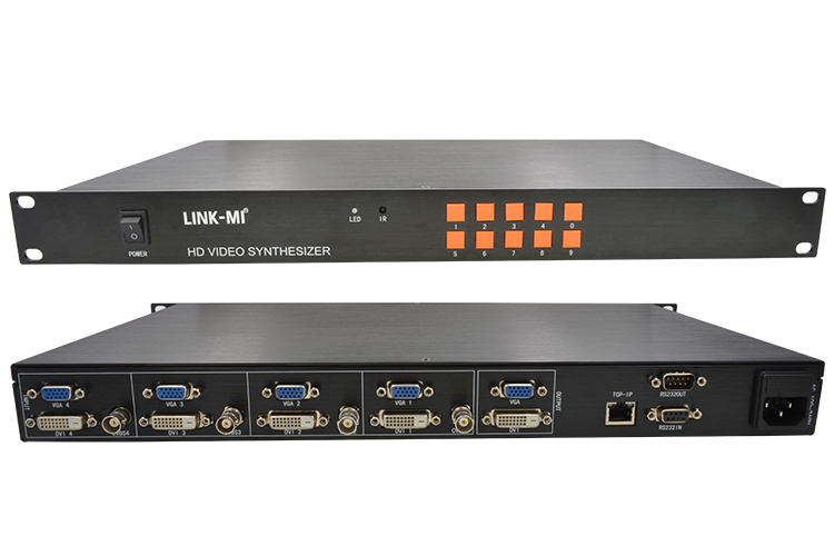 LINK-MI LM-SD41 4x1 Video Synthesizer with VGA/DVI/CVBS inputs, Support RS232, TCP/IP, 1080P