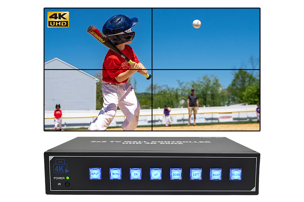LINK-MI LM-TV04U 4K60Hz 2x2 Video Wall Controller, HDMI 2.0, USB 2.0